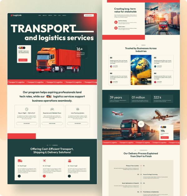 Transport and logistics website - project screenshot
