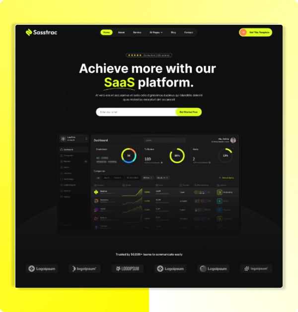 SaaS platform landing - project screenshot